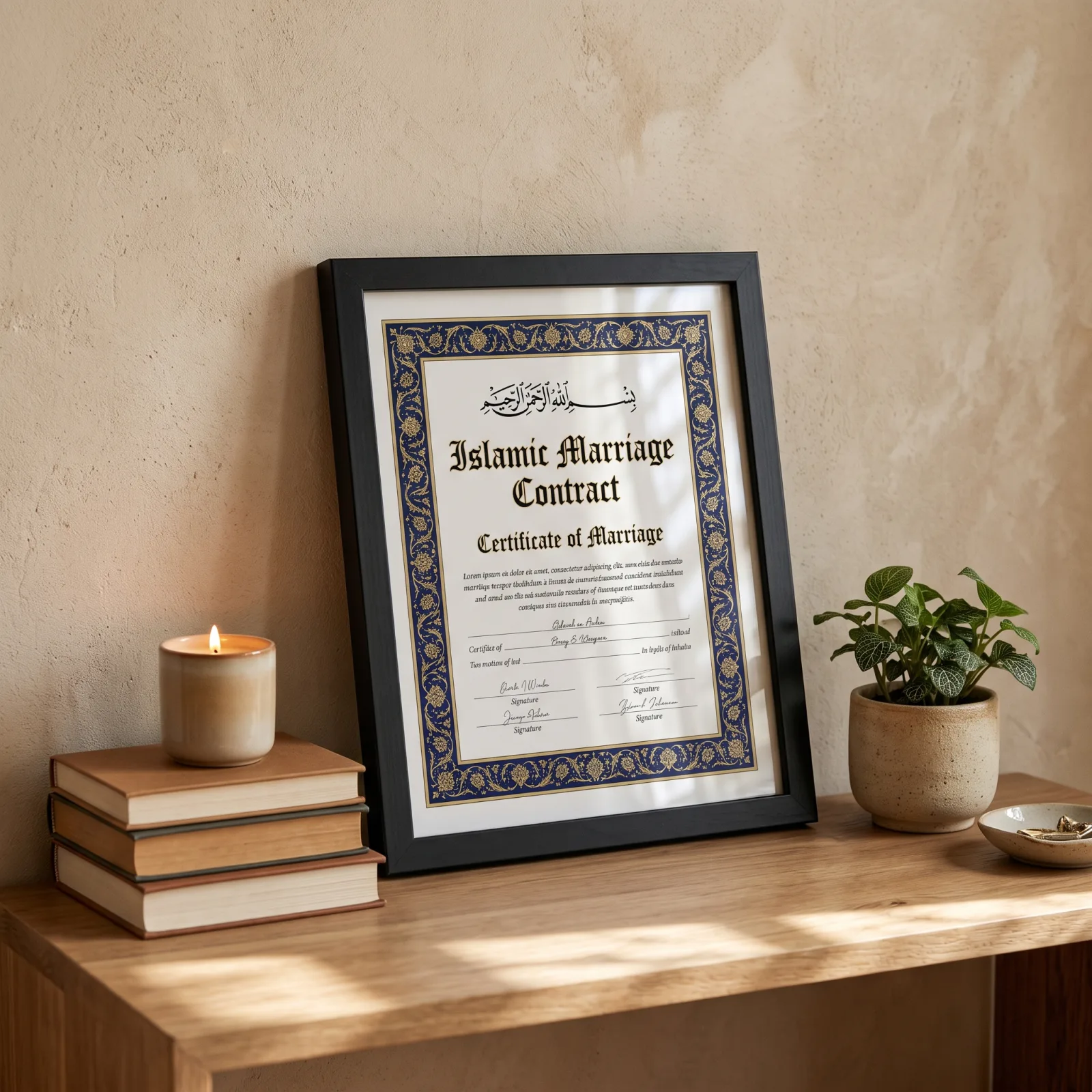 Customized Islamic Marriage Contract Frame (Nikahnama) - 8x10 Inch